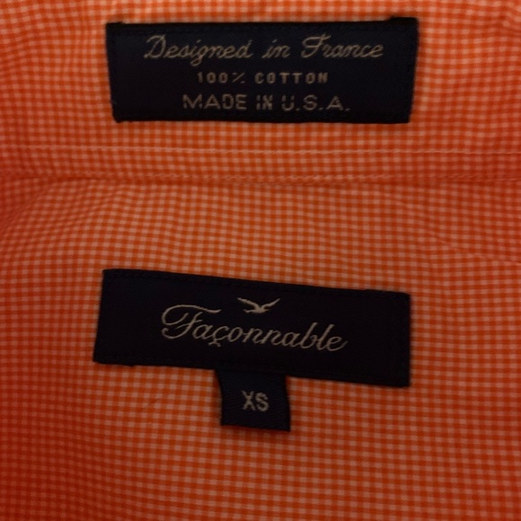 Classic orange micro checked Faconnable blouse. XS - Picture 4 of 4